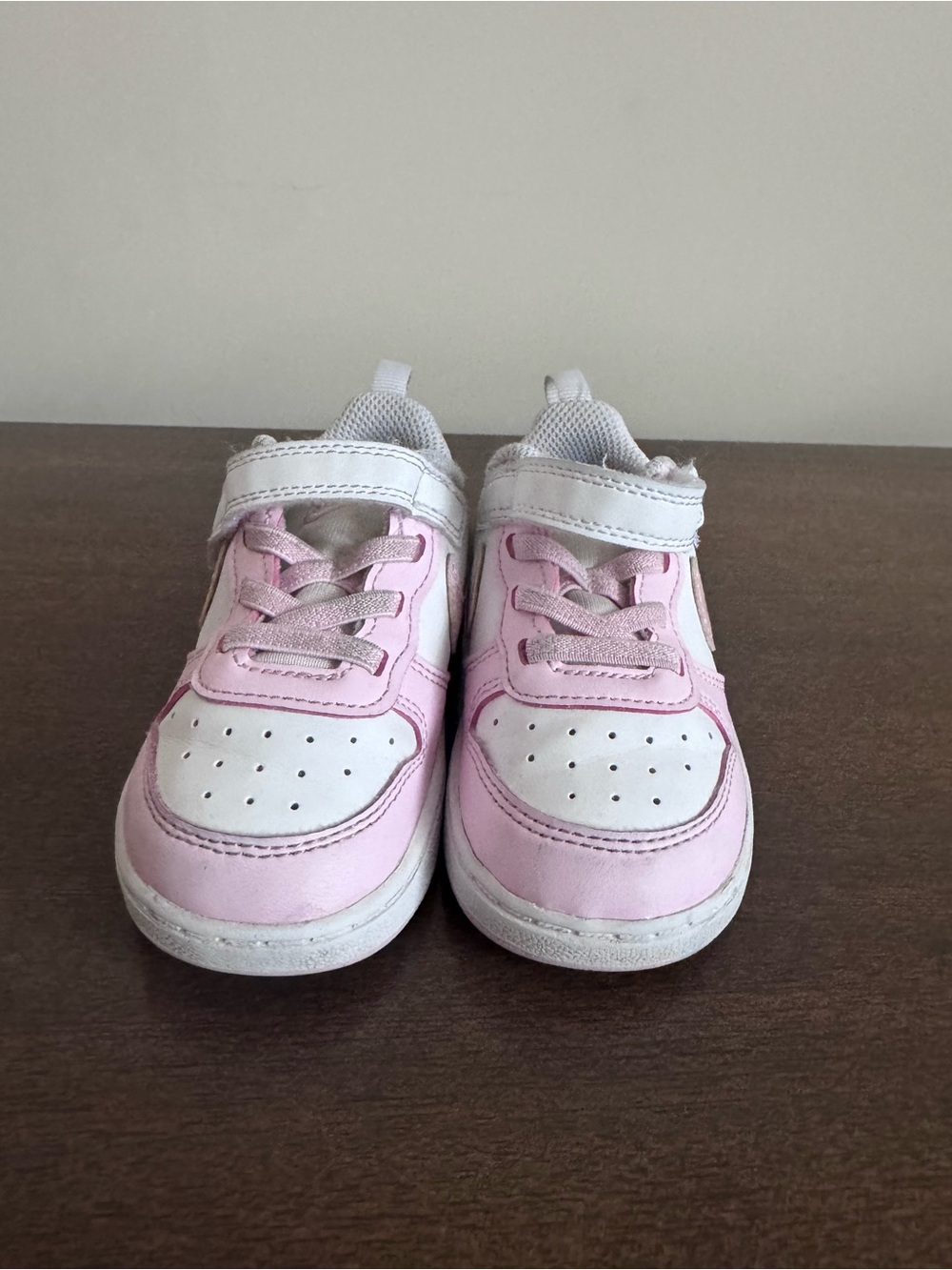 Nike Kids Pink and White Velcro Sneakers